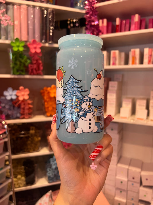 Blue Christmas 16oz plastic cup